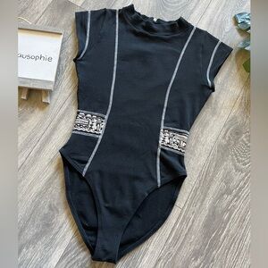 Mikhail Baryshnikov vintage dance bodysuit with tribal textured waist. Size M
